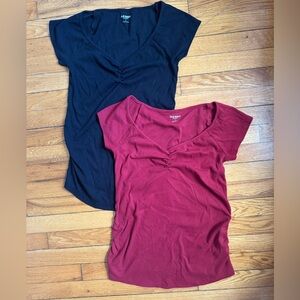 TWO Maternity Short Sleeve Cinch-Front Tops